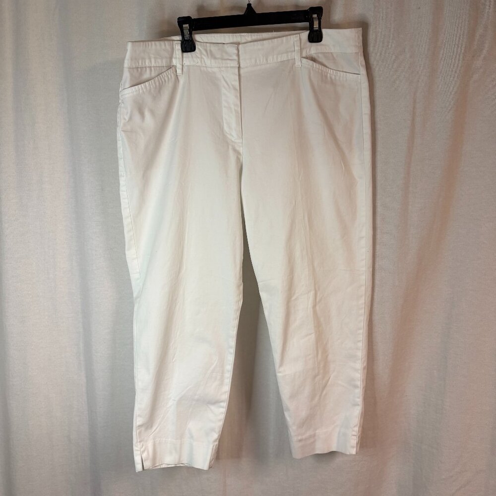 Talbots Perfect Crop White Pants 12P Stretch Cotton Cropped Trousers